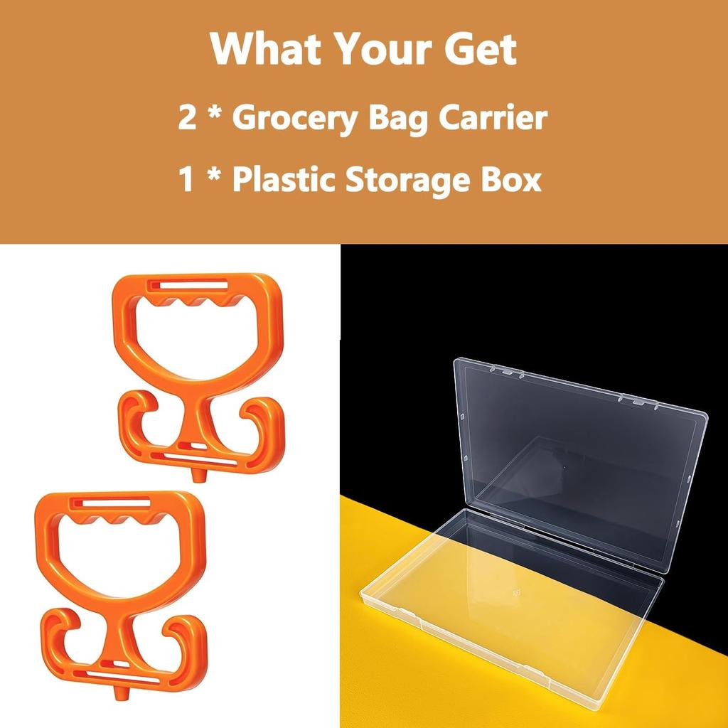 Grocery Bag Carrier with Plastic Storage Box, 2 Pack Grocery Bag Holder for Plastic Bags, Holds 100lbs, Heavy Duty Carry Handle, Comfortable Grip to