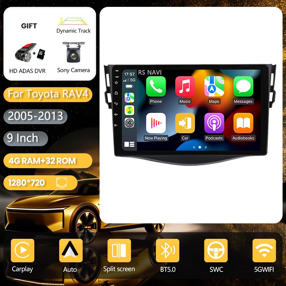 Android 16 pour Toyota RAV4 Rav 4 2005 - 2013 Carplay Autoradio 2K Multimédia vidéo Autoradio Stéréo GPS Caméra 360° Sans Fil