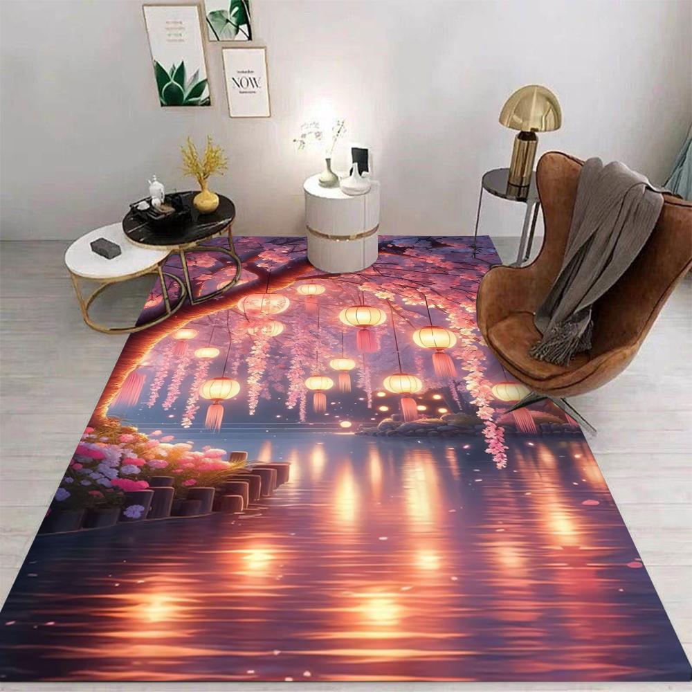 Night View Carpet Cartoon Living Room Bedroom Kitchen Sofa Table Balcony Rug Non-slip Washable Mat Exquisite Ornaments