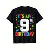 8th Birthday Building Blocks Print Casual Summer Children Tshirt Fashion Kids Cotton Short Sleeved Shirt Boys Girls Clothes Tee
