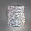 Xiaomi Huitan Gorgeous Women Wide Ring Fashion Party Full Sparkling Cubic Zirconia Luxury Accessories Silver Color Fancy Lady Jewelry