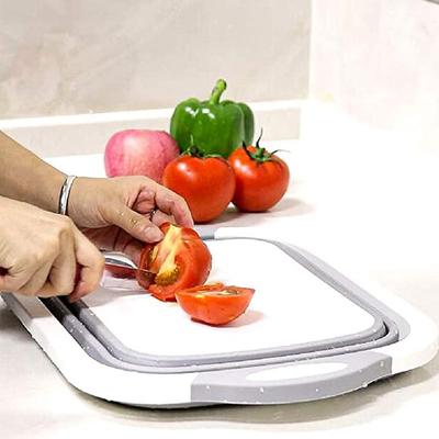 Складная разделочная доска с корзиной для слива, многоцелевая, для кухни, для улицы, разделочный блок, портативный, пластиковый, таз для мытья, легко чистить