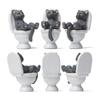 Creative Toilet Cat Figurines Interesting Kawaii Cartoon Cat Squatting On The Toilet Ornament Mini Miniature Desk Decoration