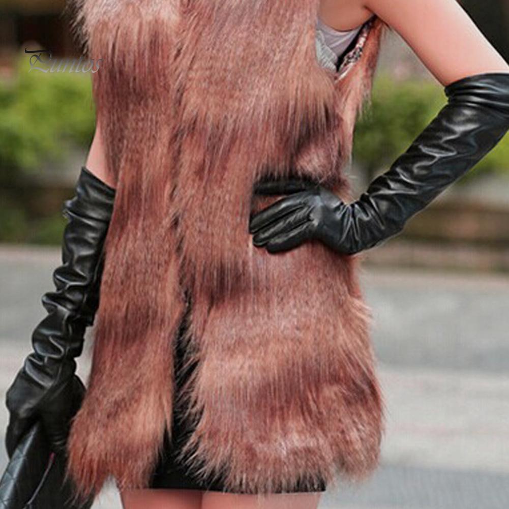 Fashion Lady Solid Color Faux Leather Full Finger Long Arm Gloves Stage Mittens