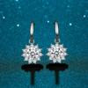BagueRingen Women's Sterling Silver 925 Jewelry 1 Carat Moissanite Diamond Drop Earrings Sunflower Shaped Ear-drops Gift