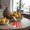 Металлическая ретро-корзина с деревянной ручкой, портативная, многофункциональная, для овощей, фруктов, яиц, продуктов, практичная корзина для хранения для фермерского дома