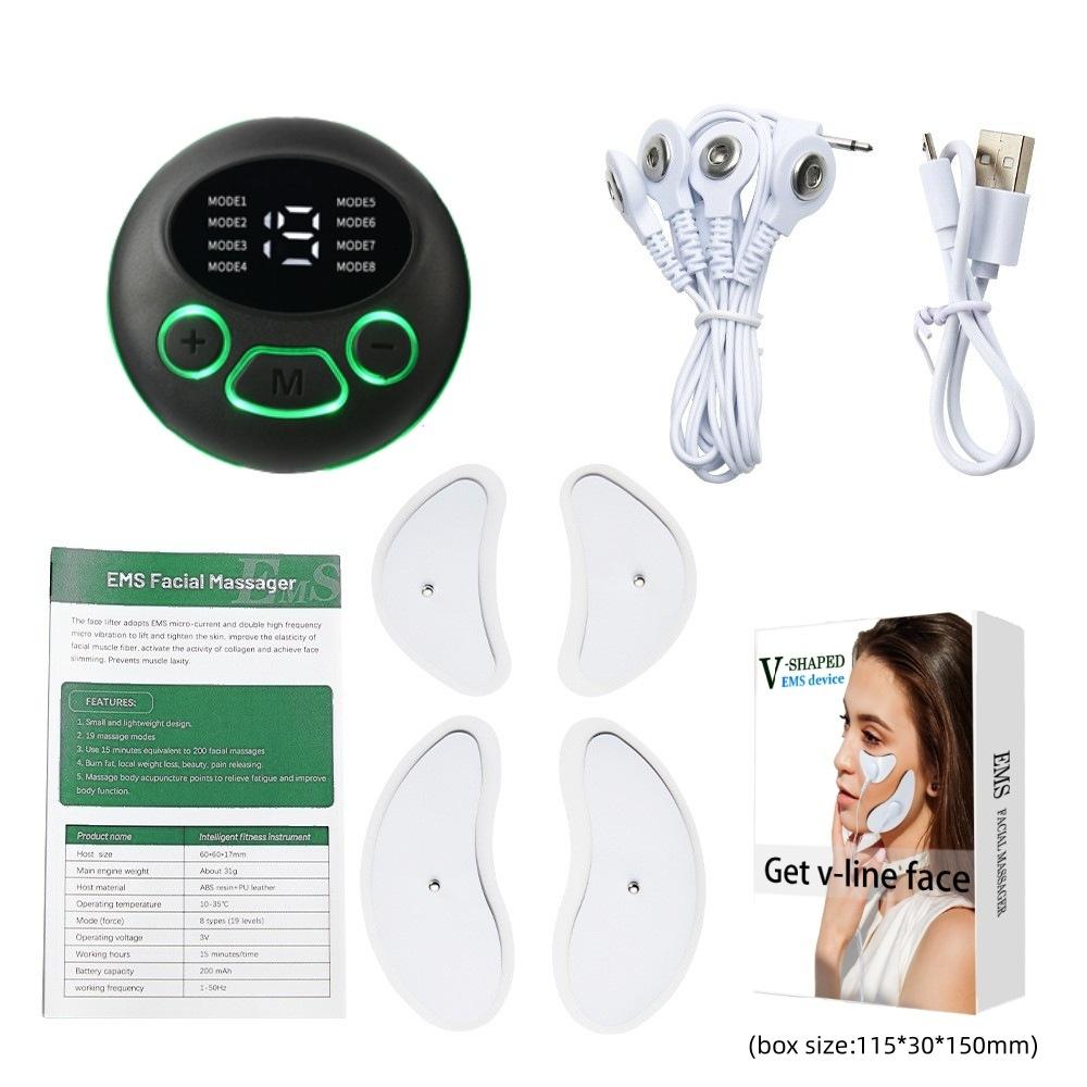 Новый трансграничный массажер для лица EMS, импульсный низкочастотный косметический инструмент в форме полумесяца, V-образный стимулятор мышц лица, подтягивающий лицо