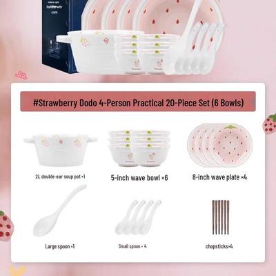 Керамический набор посуды для ужина Kangmo Strawberry, 20 предметов