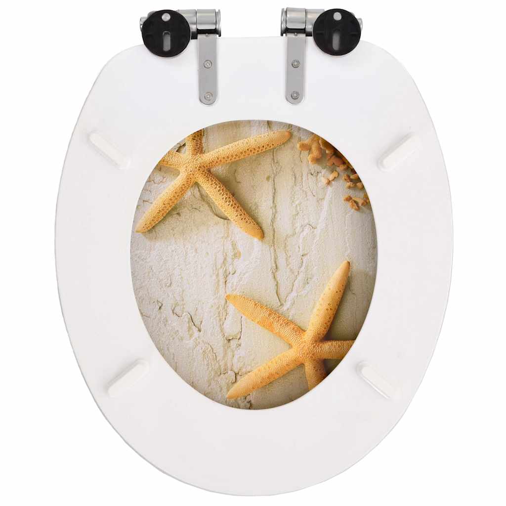 2 Piece Toilet Seats with Soft Close Lid MDF Starfish Design