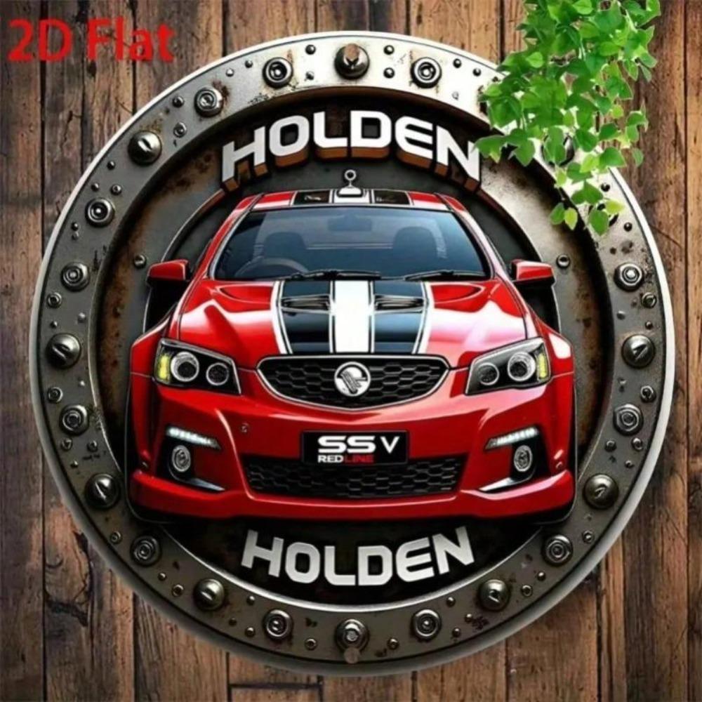 Винтажный металлический настенный знак гаража Holden, 8 дюймов, круглый, с красно-черной полосой
