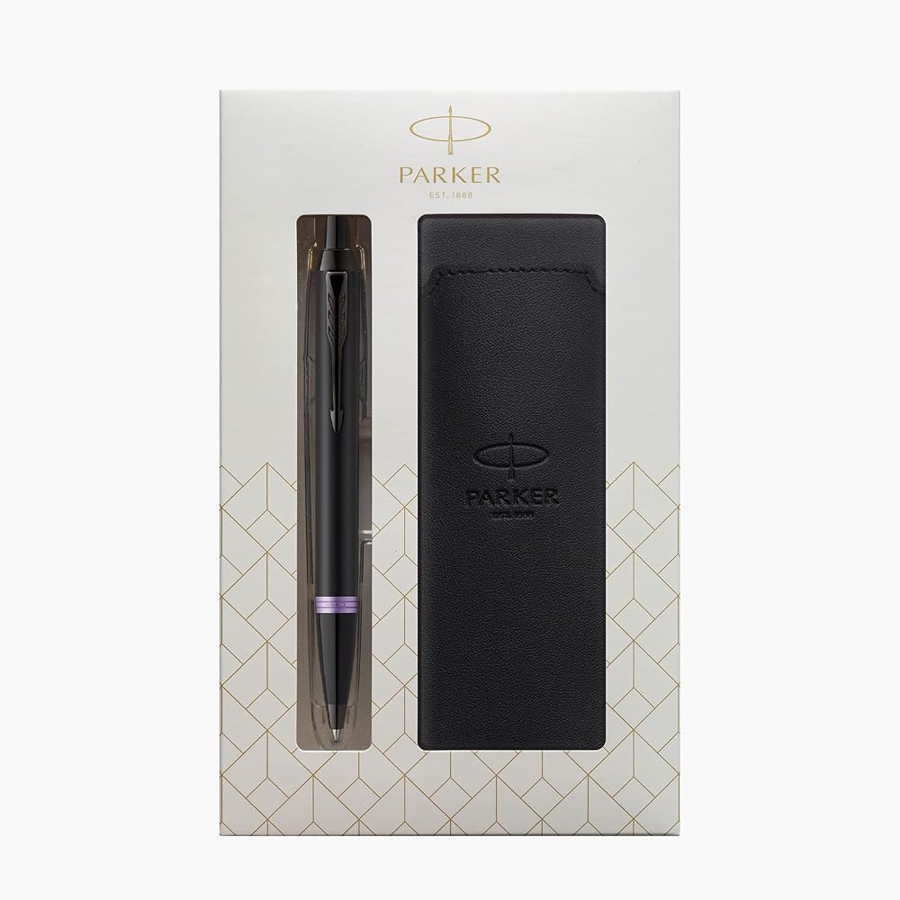 PARKER IM Ballpoint Pen, Amethyst Purple Ring BT, Medium Nib, Oil-Based Ink, with Pen Case, Gift