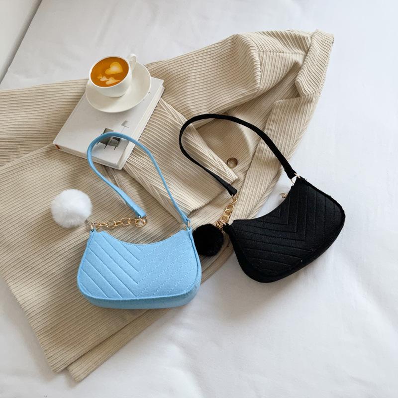 1Pcs Simple Light Weigh Underarm Bags Women'S Mini Felt Shoulder Bag Ergonomic Underarm Saddlebag Purse Shoulder Pouch