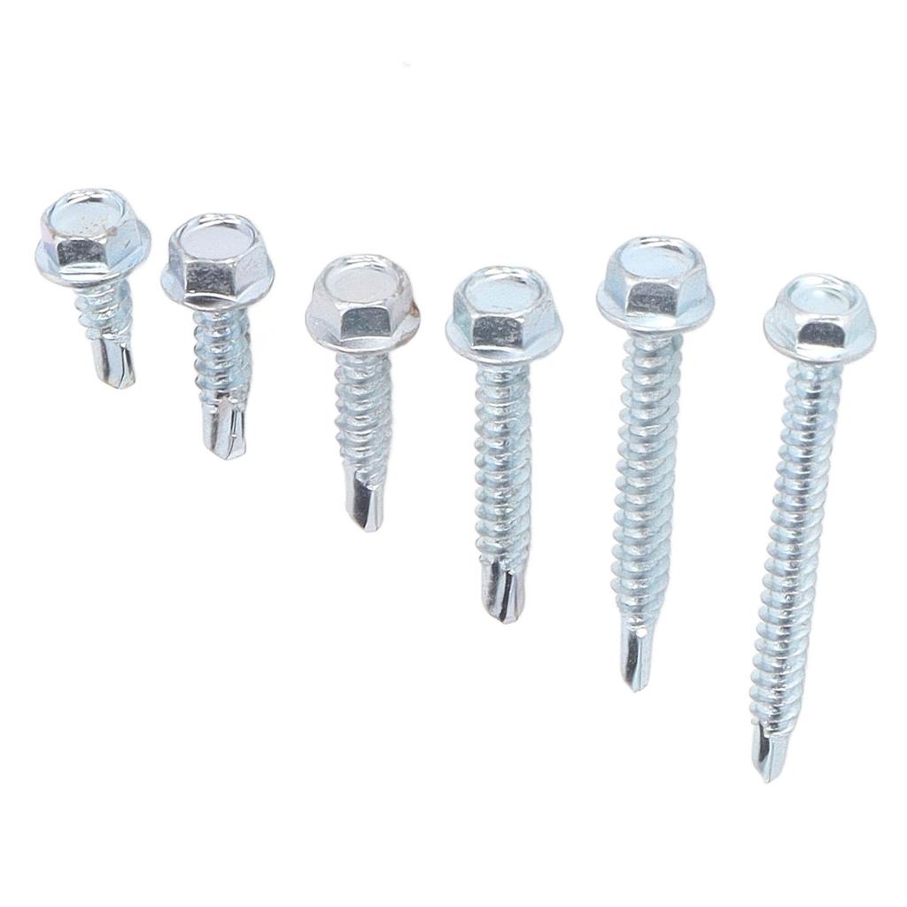 110Pcs Self Drilling Screw Hex Washer Head M4.2 6 Sizes Fastener Assortment Set Kit