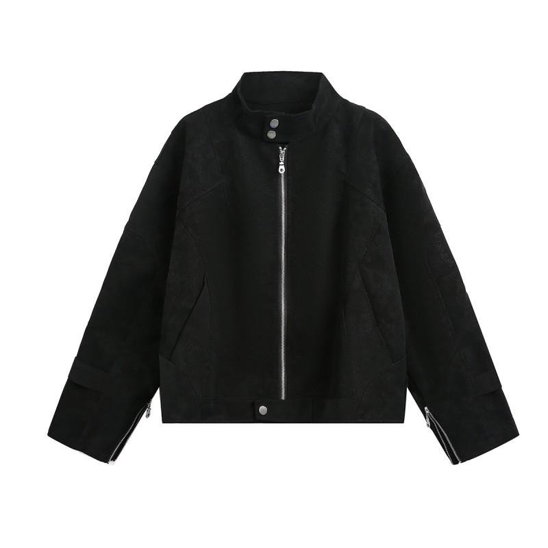 Mens Oversized Streetwear Biker Jacket With Patchwork Design Windproof Casual Outerwear Fall