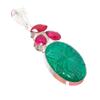 Emerald, Ruby Gemstone Handmade 925 Sterling Silver Jewelry Pendant 2.48" AH-5172