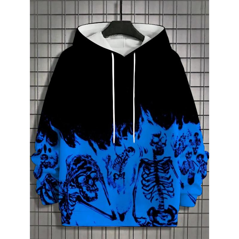 Осень Зима Мужские Спортивные Толстовки Унисекс 3D Принт Хэллоуин Череп Узор Принтованные Толстовки Харадзюку Мода Пуловеры