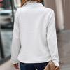 Women Fall Spring Sweatshirt Zippered Stand Collar Long Sleeves Solid Color Patchwork Loose Pullover Sport Daily