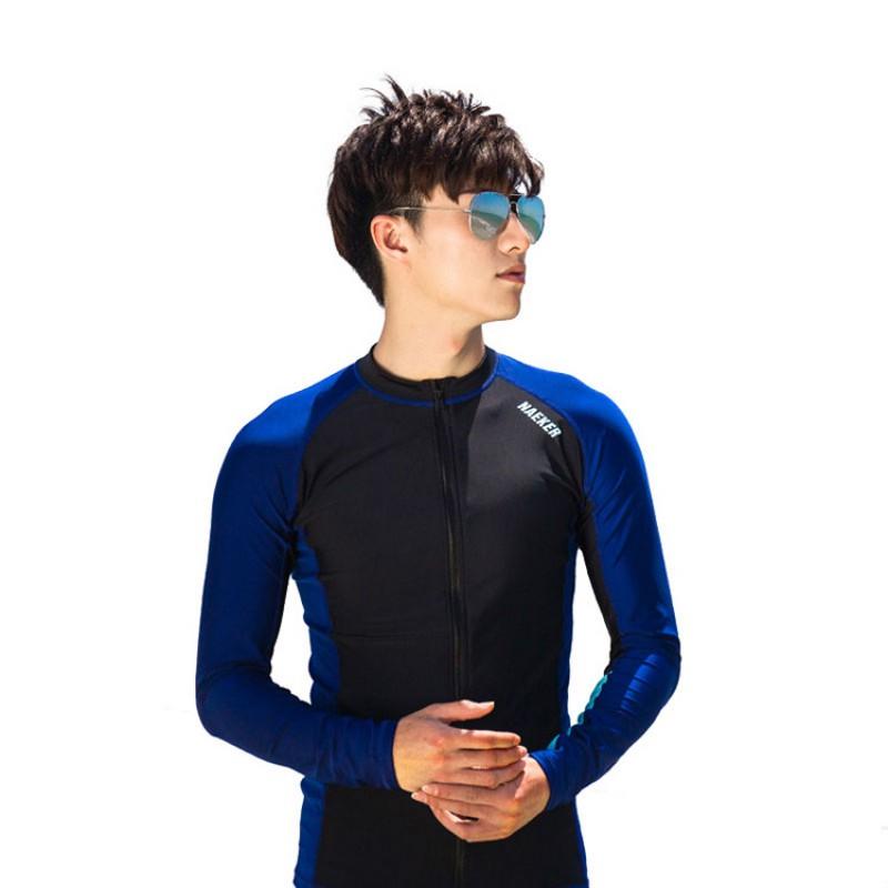 Mens Long Sleeve UPF 50 Rash Guard Surfing Dive Suit Snorkeling Swimming Water Sports
