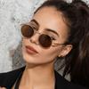Black Round Sunglasses for Women Metal Frame Trendy Sun Glasses Beach