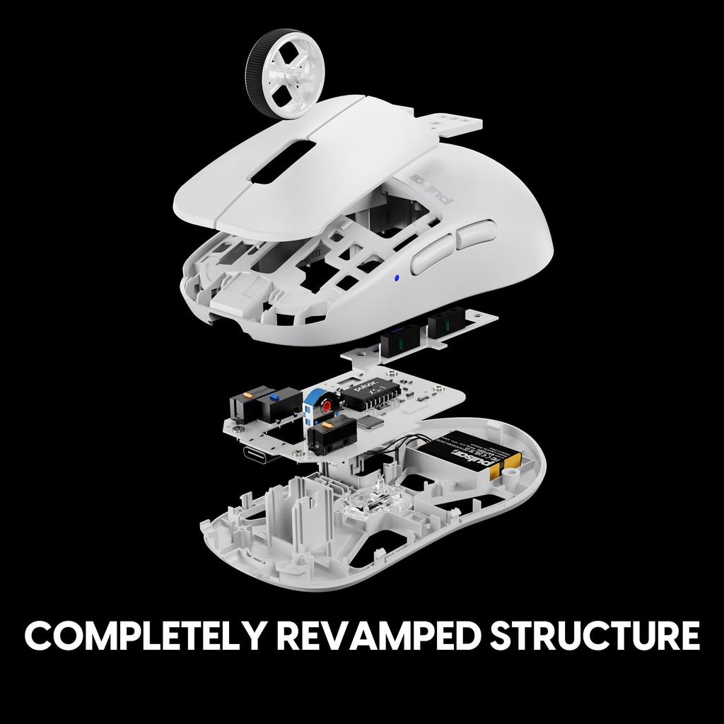 Pulsar Gaming Gears X2H V3 Wireless Gaming Mouse Ultra Light 53g Symmetrical 1ms 32000 DPI Optical Swhich Flagship Sensor 2.4Ghz XS-1