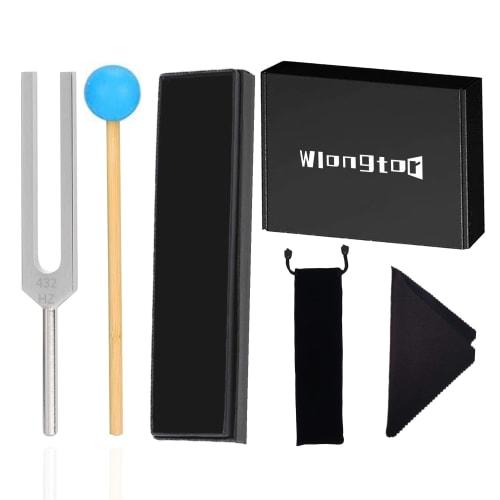 Wlongtor Tuning Fork, Energy Fork for Chakra Healing, Sound Therapy, Musical Instrument, Balancing, Healer, with Silicone Hammer Bag and Cleaning Clot