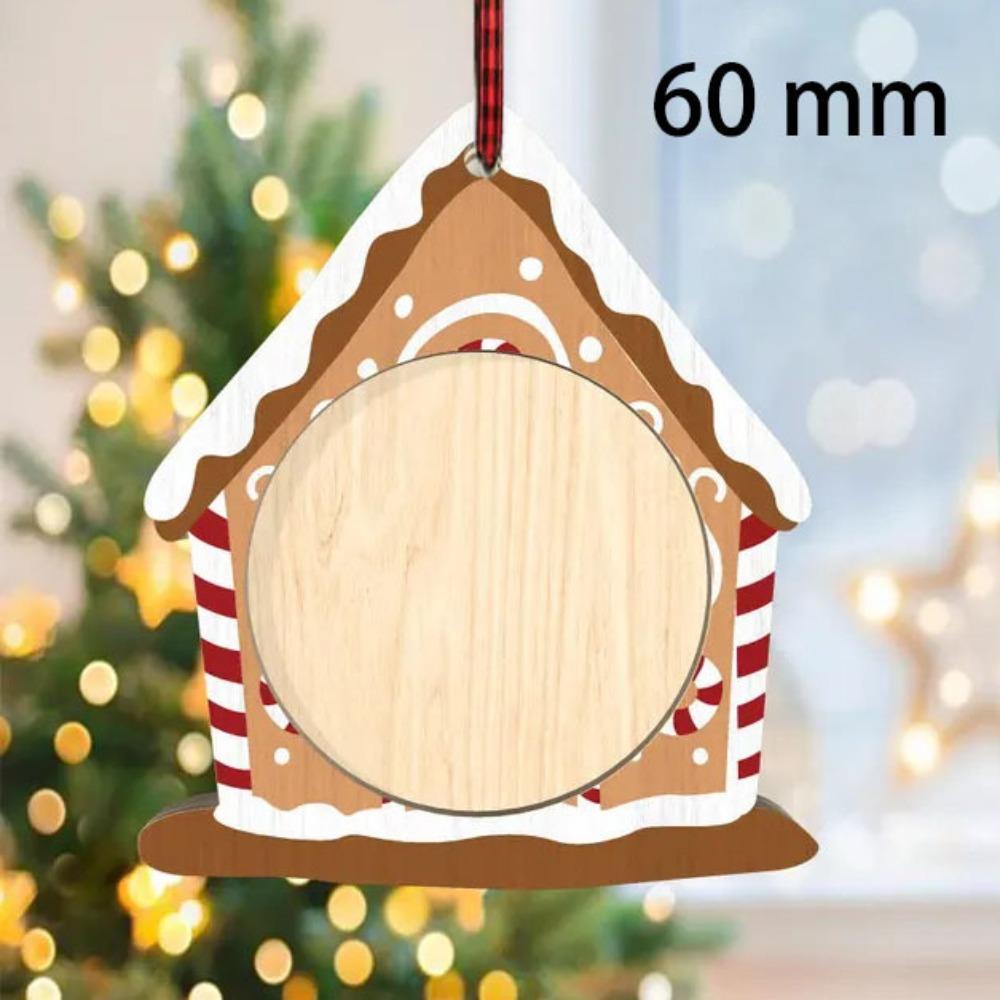 High Quality Wooden Picture Ornaments for Christmas Tree DIY with Hanging Ropes Photo Frame Gifts Xmas Tree Decorations