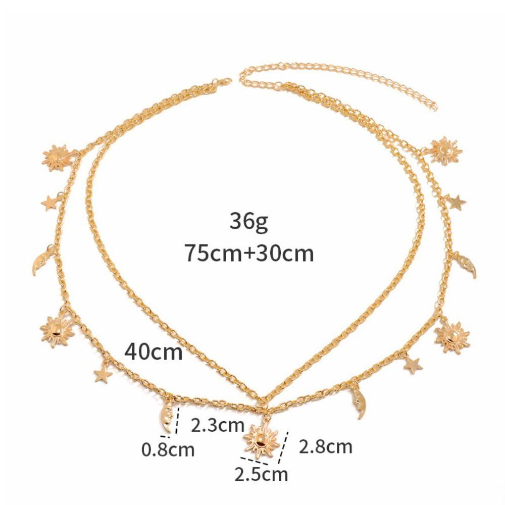 Retro Double-deck Chain Belt Vintage Alloy Waistband All-match Dress Cummerbands For Women