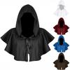 Cos Gift Medieval Costume Hooded Cape Wizard Short Cloak Halloween Costumes Undead Cosplay Coat Unisex Adult Child Props