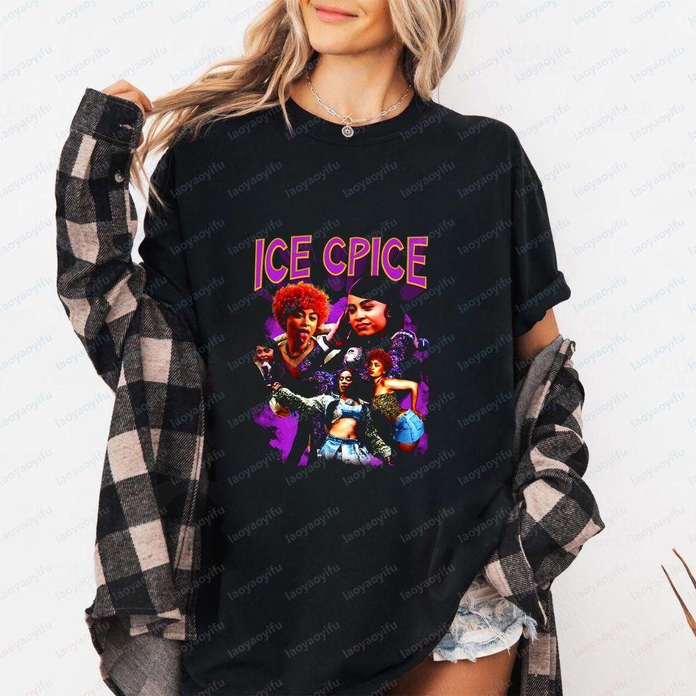Ice Spice Summer Trend ShortSleeved Unisexs and WoUnisexs Universal Pattern LargeSized Comfortable TShirt