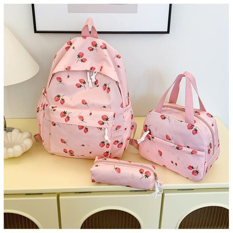 Cherry Backpack Japanese Style Fruit Print Lightweight School Bag for Middle School Girls Casual Travel