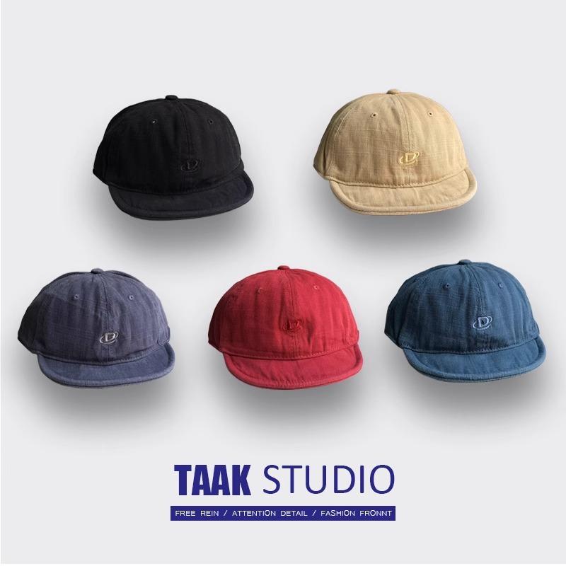American Ami Kaji letter short brim cap baseball cap female retro washed old soft top tooling hat trendy man