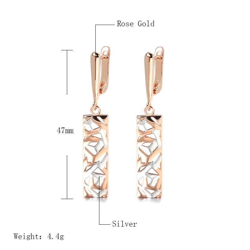 Kinel Rose Gold Color Square Long Earrings For Women Silver Mix Boho Jewelry