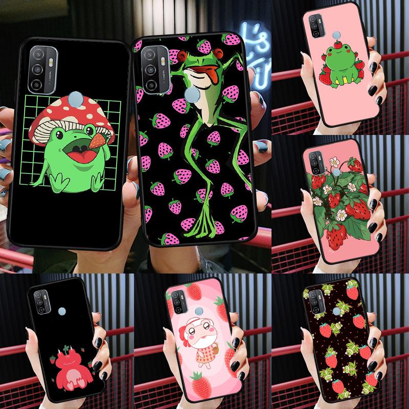 Коттеджкор Фрукты Клубника Лягушка Чехол Для Oppo A15 A16 A17 A52 A72 A76 A96 A54 A74 A94 A54S A57S A58 A78 A98 A57 A77 Чехол
