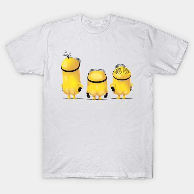 Asian Size Men Print T-shirt Minions - Kevin, Bob, & Stuart No-Cut Heat Transfer Print Cotton Tshirt