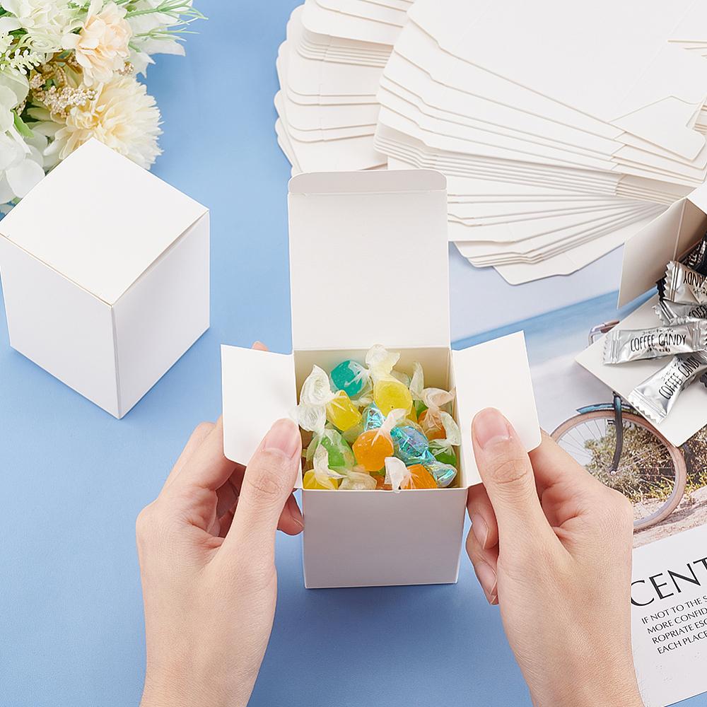 60pcs Kraft Paper Box Rectangle White 8x6x6cm