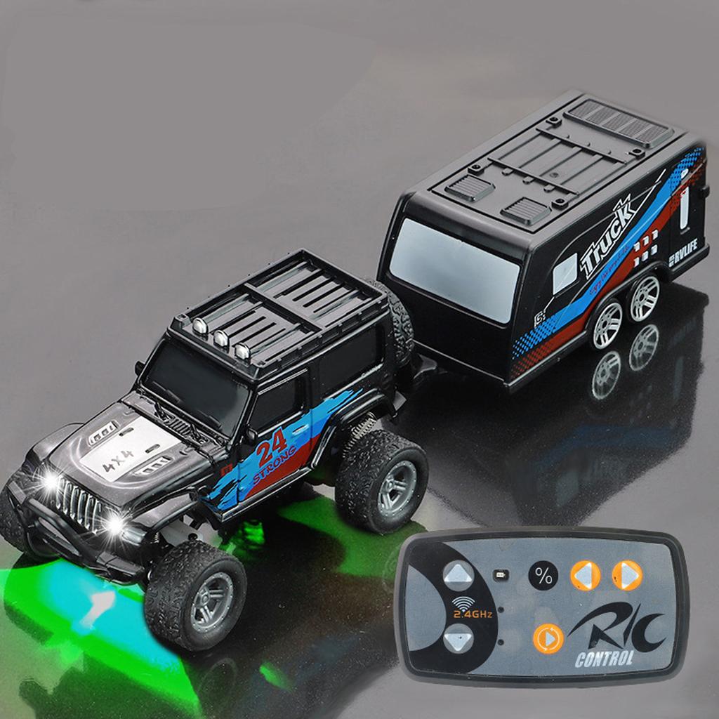 Alloy Remote Control Car Pickup Off-road Vehicle + Trailer Rechargeable Drift Racing Car Children's Car Electric Toy