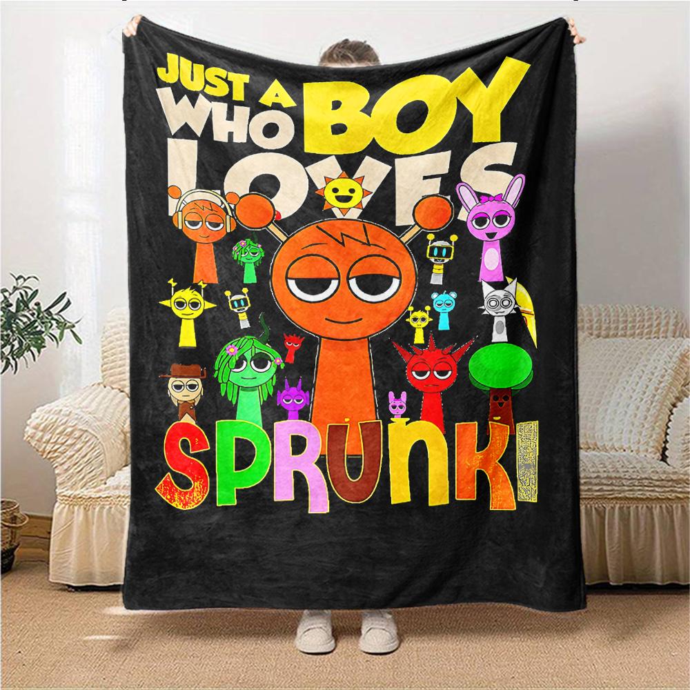 1Pc Colorful Sprunki Characters Blanket For Couch Bed Plush Cozy Fuzzy Blanket Super Soft Warm Blankets For Fall And Winter 0918293