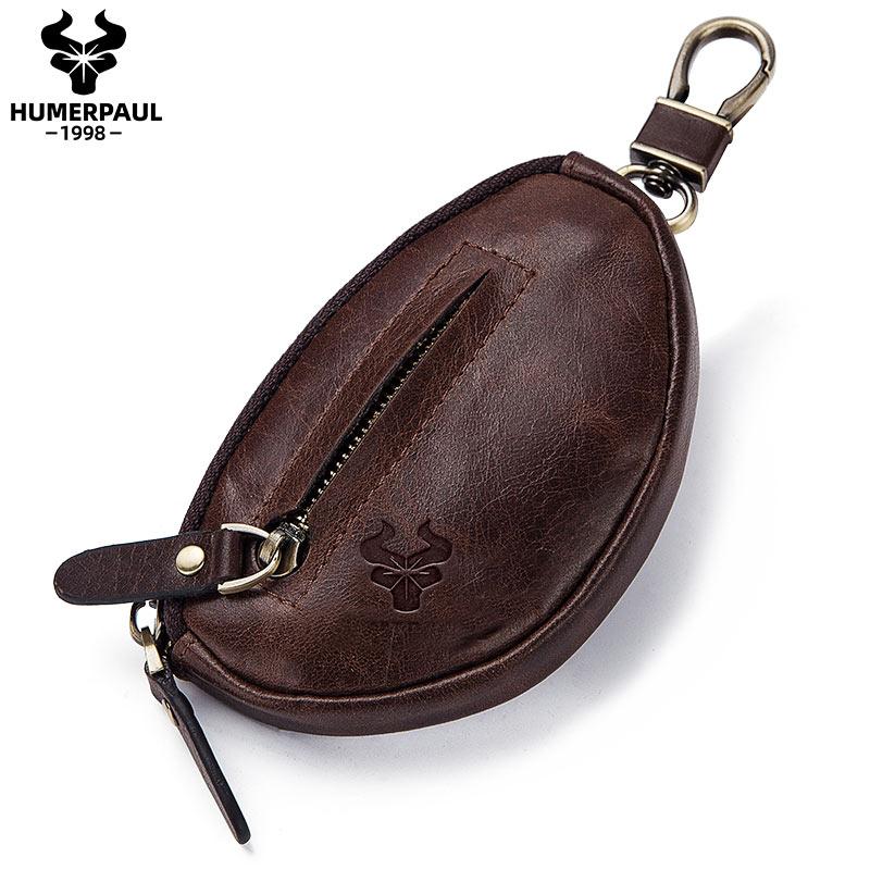Humerpaul Чехол для ключей от машины, мужские кошельки из коровьей кожи, карман для монет, высококачественный держатель для ключей, чехлы для домработницы, мужской брелок на молнии, органайзер
