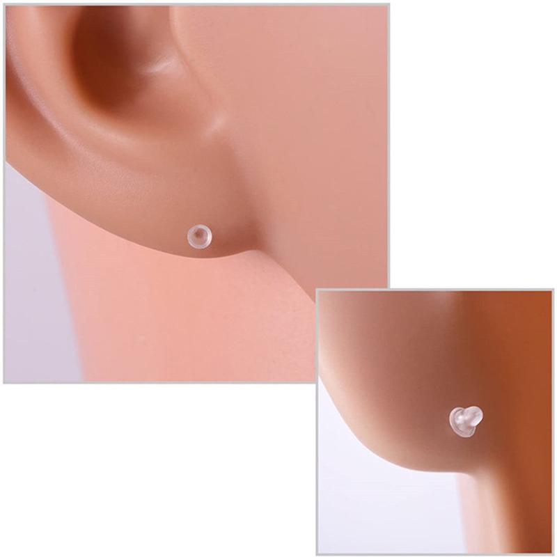 Diy Ear Jewelry Transparent Ear Plug Earring Needle Invisible Plastic Ear Stick Flat Blank Ear Stud Plug
