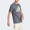 Adidas Футболка Essentials с круглым вырезом и коротким рукавом, с логотипом и буквенным принтом, мужская, серая, IJ8578