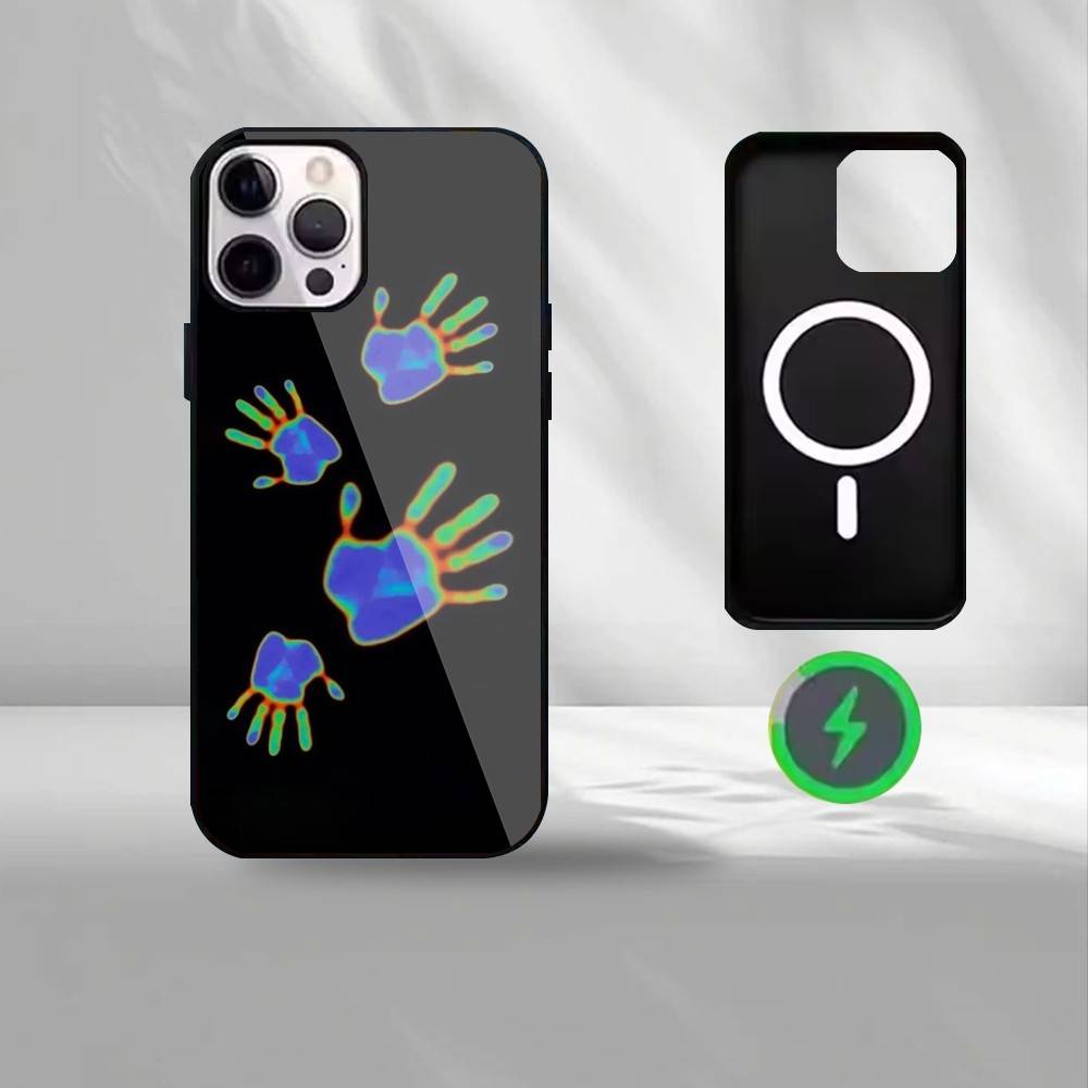 Термоизображения Чехол для телефона Для iPhone17,16,15,14,13,12,11 Max Черный Беспроводная зарядка Защитный чехол