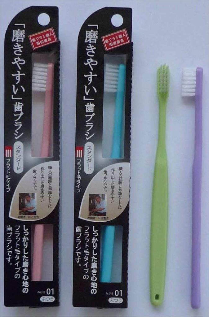 Зубная щетка, созданная мастером по зубным щеткам Шигекичи Обычная 1 шт. x 24 шт. в наборе Легко чистить Танабэ, (Плоский) ЛТ-01,