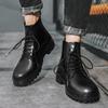 Hot Sale Male Comfortable Ankle Boots Classic Male High Top Outdoor Shoes 2024 Fashion Leather Motorcycle Boots Thick Bottom
