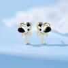 Lava Love Stud Earrings Female Personality Black Zircon Heart Earrings Ear Hole Temperament Retro Earrings