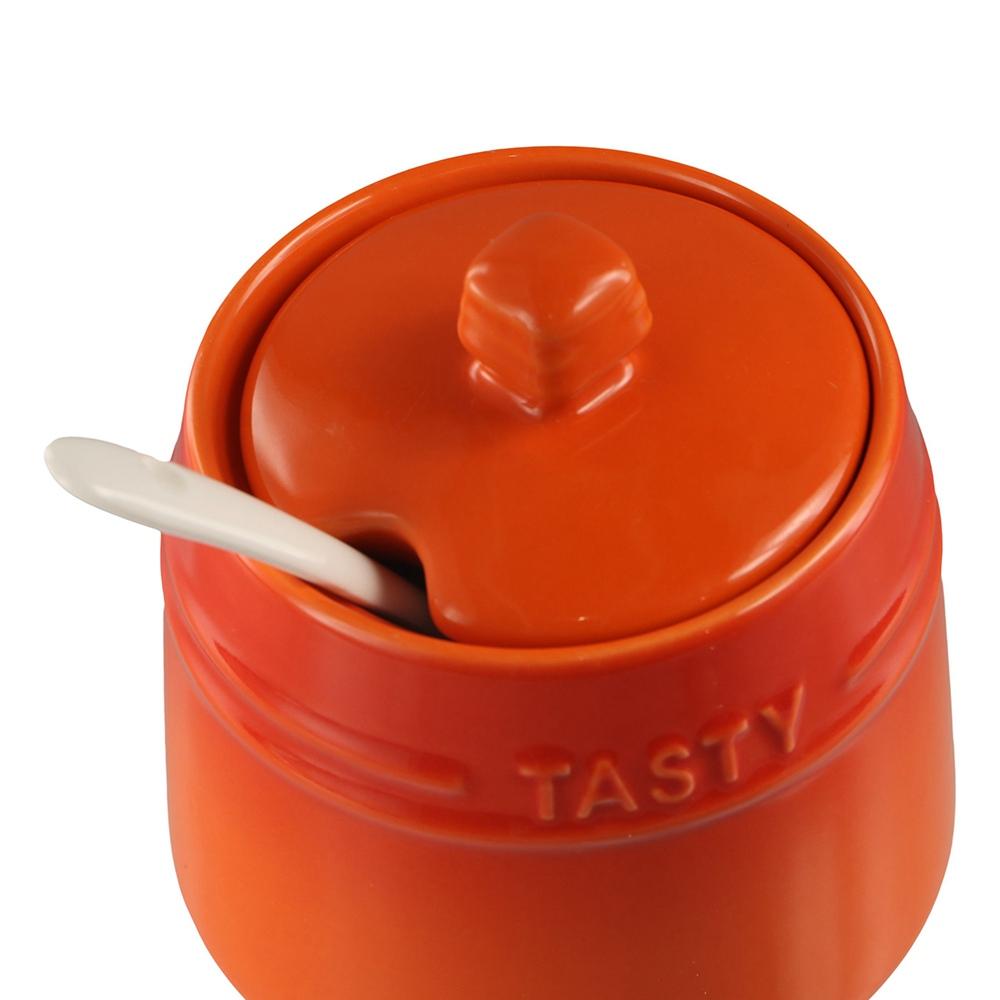 Spoon Ceramic Spice Jar Lid Kitchen Canisters Creative Sugar Pot Salt