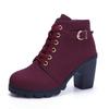 Fashion Spring Winter Women Pumps Boots High Quality Lace-up European Ladies Shoes PU High Heels Boots Fast Delivery