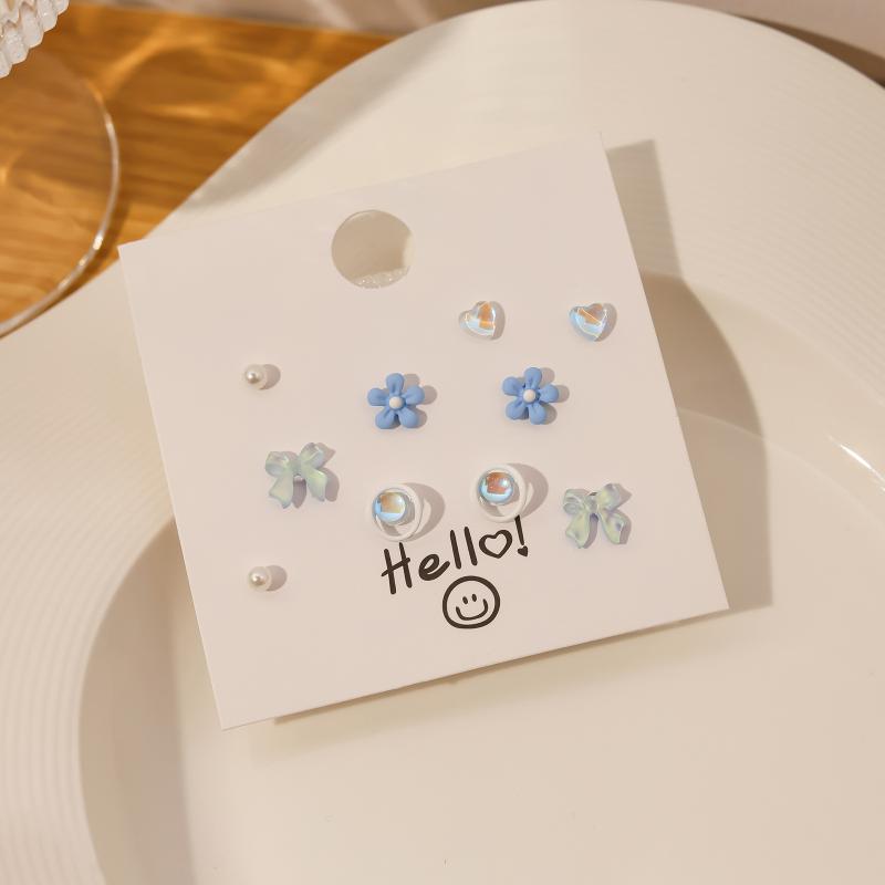 1 Набор Простой и Компактный Набор Сережек-Игл Любовь Геометрическая Комбинация Сережек Милые Сладкие и Универсальные Серьги