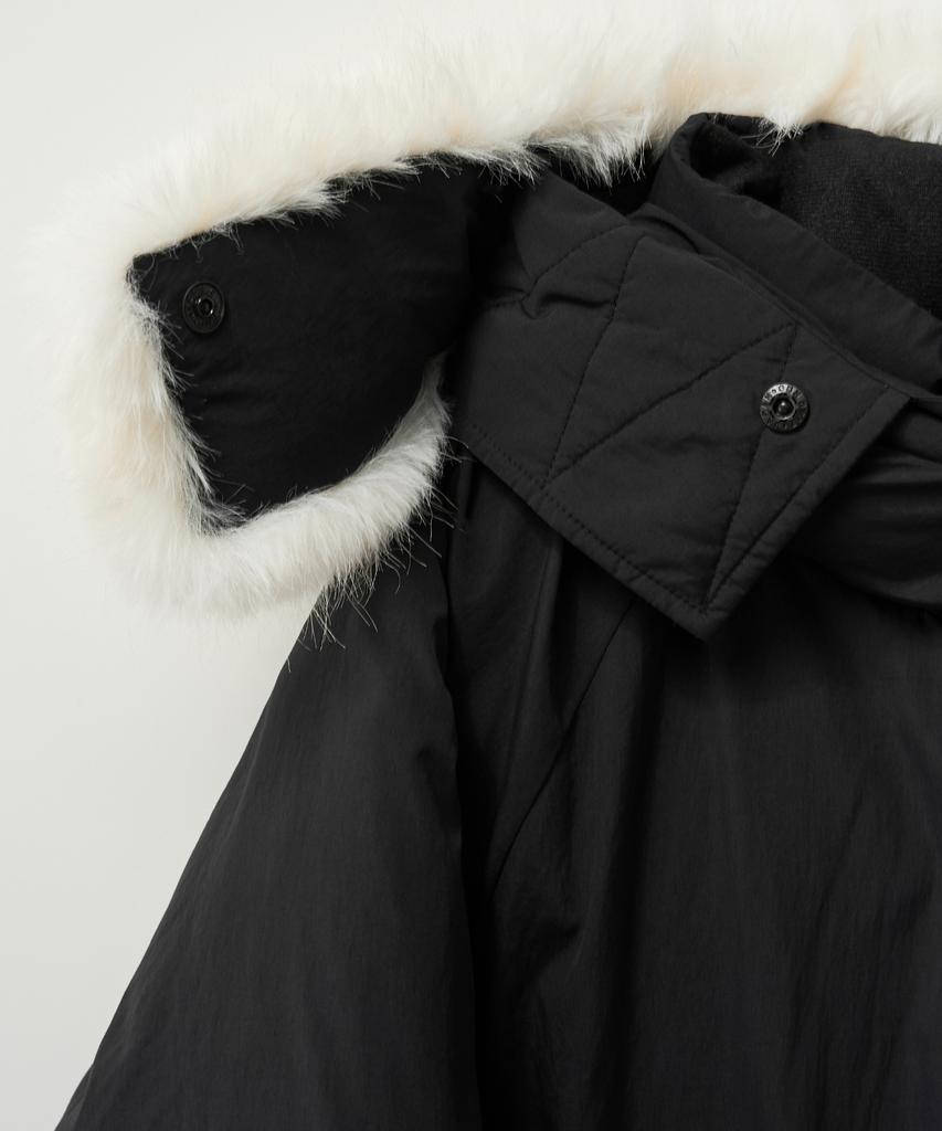 Satur (W) Synthetic Fur Collar Hooded Long Down Black