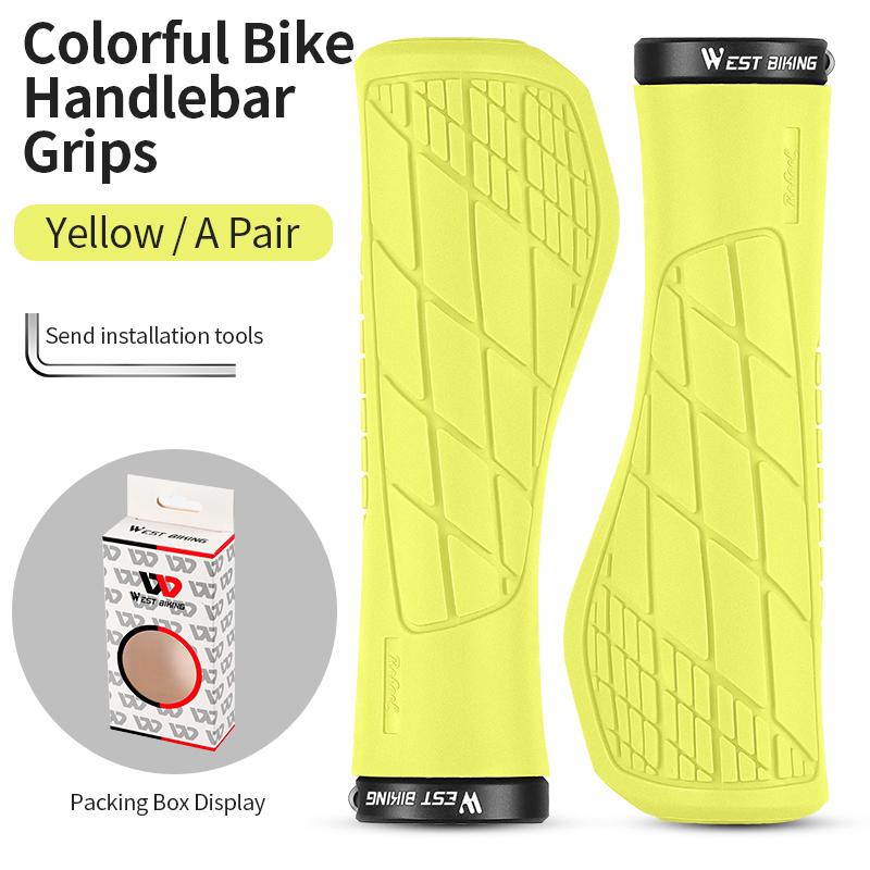 WEST BIKING Colorful Grips Rubber Non-slip MTB Bike Handlebar Grip Aluminum Alloy Bicycle Accessories Cycling Handle Bar Grips