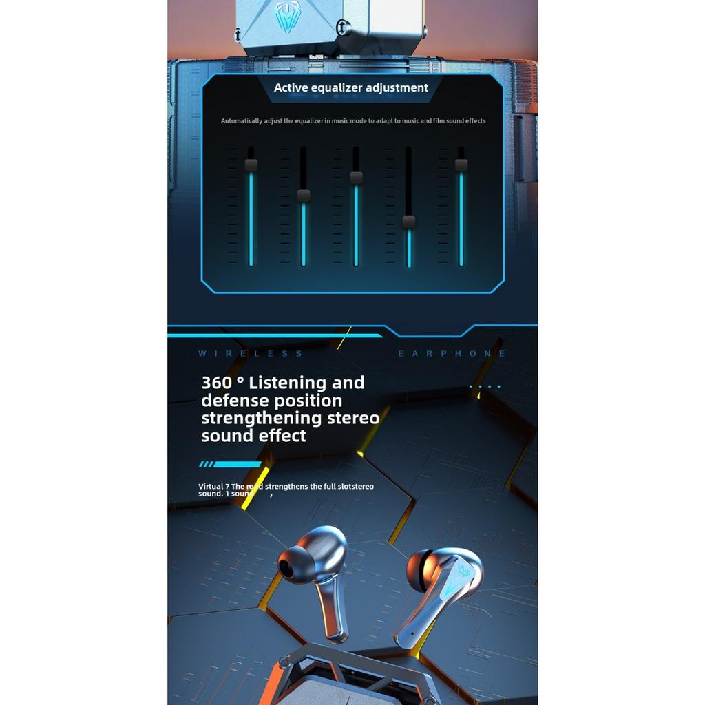 Наушники TWS Bluetooth, беспроводные наушники, стереонаушники True Wireless, HiFi-звук с подсветкой, игровая гарнитура